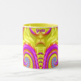 GRETA ~ Zany 3D ~ Paars Roze Blauw Geel Mok