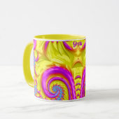 GRETA ~ Zany 3D ~ Paars Roze Blauw Geel Mok (Voorkant links)