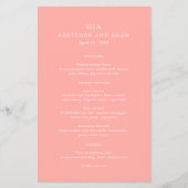 Gretchen Coral Pink Elegant Wedding Menu (Voorkant)