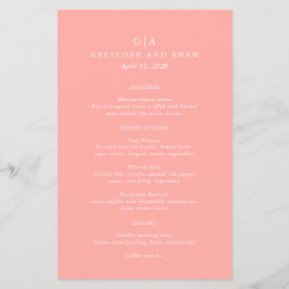 Gretchen Coral Pink Elegant Wedding Menu