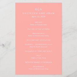 Gretchen Koraal Roze Elegant Trouwprogramma Flyer