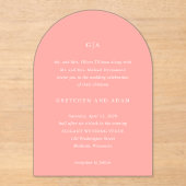 Gretchen Koraal Roze Elegante Huwelijk Acryl Uitnodigingen (Voorkant)