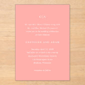 Gretchen Koraal Roze Elegante Huwelijk Acryl Uitnodigingen (Voorkant)