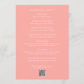 Gretchen Koraal Roze Elegante Huwelijk Programmakaart (Achterkant)