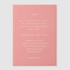Gretchen Koraal Roze Elegante Huwelijk Vellum Uitnodigingen