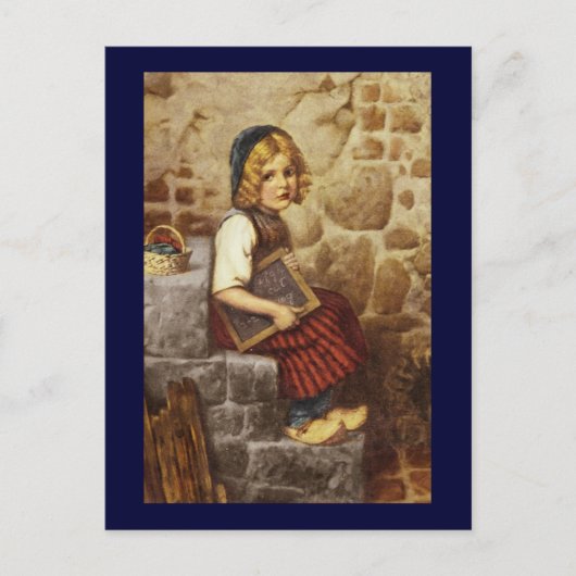 Gretel met Schoolwork Briefkaart (Voorkant)