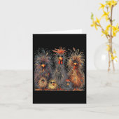 Gretig Kleurrijke Grappige Kip Kunst Kaart (Gele Bloem)