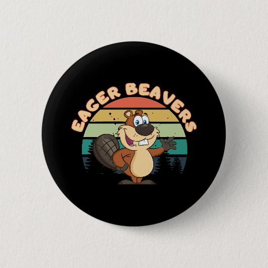 Gretige Bevers Ronde Button 5,7 Cm (Voorkant)