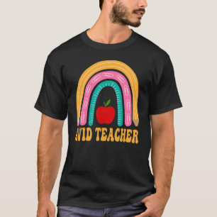 Gretige Leraar Regenboog Potlood Terug naar School T-shirt
