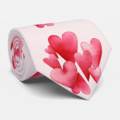 Gretige Roze Harten Stropdas (Opgerold)