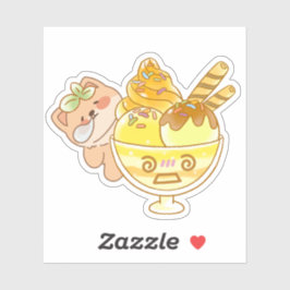 Gretige Shiba Piou: Mega Kawaii Ijs Sundae Sticker