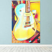 Gretsch Les Paul, Abstracte gitaar Canvas Afdruk (Insitu (Houten vloer))