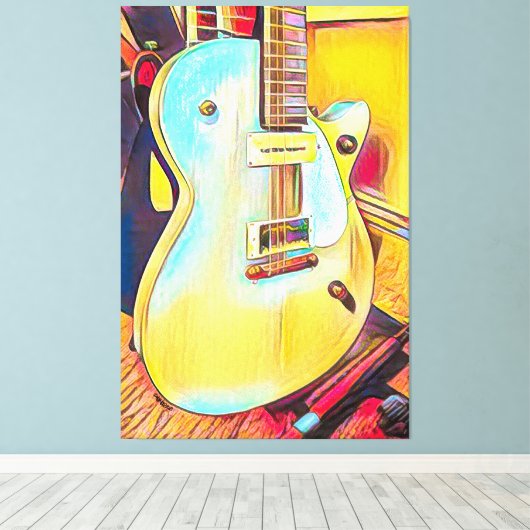 Gretsch Les Paul, Abstracte gitaar Canvas Afdruk (Insitu (Houten vloer))