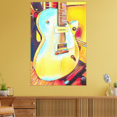 Gretsch Les Paul, Abstracte gitaar Canvas Afdruk (Insitu (Woonkamer))