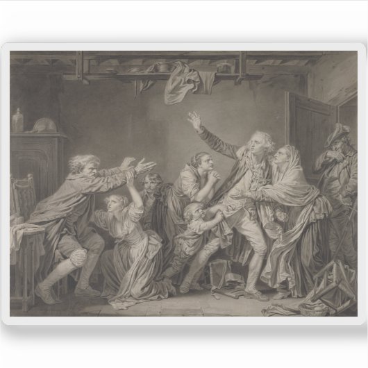 Greuze - De vloek van de vader De ondankbare zoon Sticker (Voorkant)