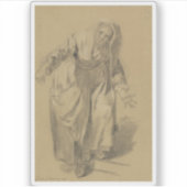 Greuze - Oude vrouw met uitgestrekte armen Sticker (Voorkant)