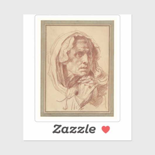 Greuze - Studie van het hoofd van een oude vrouw Sticker (Vel)