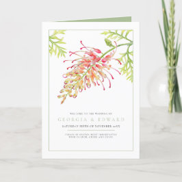 Grevillea aquarel bloem groen wit bruiloft programma