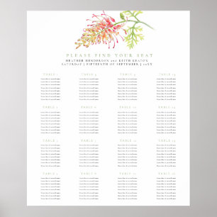 Grevillea bloem groen bruiloft 16 tafels plan poster