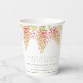 Grevillea bloemen waterverf groen wit papieren bekers (Achterkant)