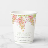 Grevillea bloemen waterverf groen wit papieren bekers (Voorkant)