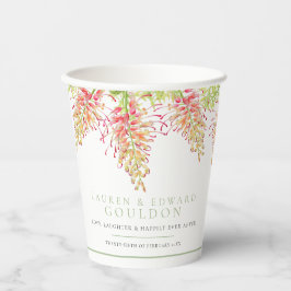 Grevillea bloemen waterverf groen wit papieren bekers