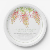 Grevillea bloemen waterverf groen wit papieren bordje (Voorkant)