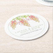 Grevillea bloemen waterverf groen wit ronde kartonnen onderzetter (Gebogen)