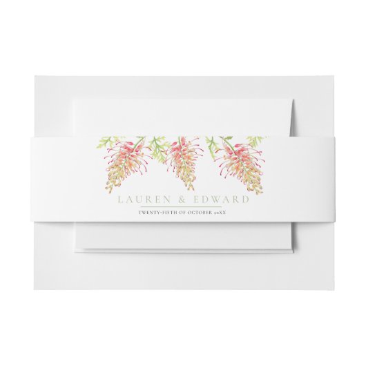 Grevillea bloemen waterverf groen wit uitnodigingen wikkel (Voorkant Voorbeeld)