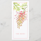 Grevillea waterverf bloemenbruiloft menu (Voorkant)