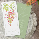 Grevillea waterverf bloemengroene bruiloft menu