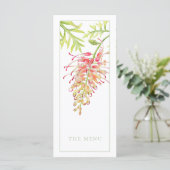 Grevillea waterverf bloemengroene bruiloft menu (Staand voorkant)