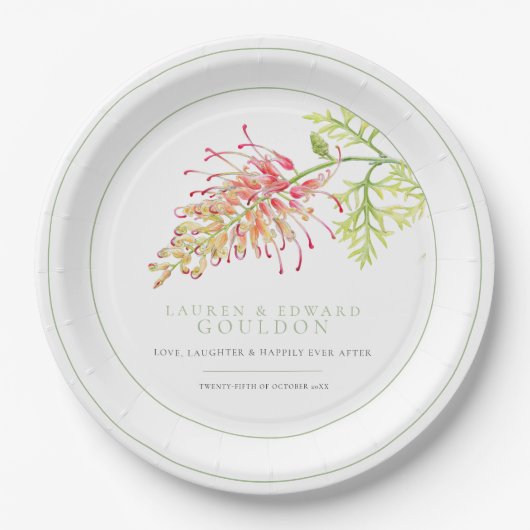 Grevillea waterverf bruin papieren bordje (Voorkant)