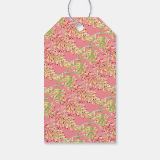 Grevillea waterverf floral bruiloft koraal wit cadeaulabel (Achterkant)