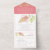 Grevillea waterverf floral bruiloft RSVP All In One Uitnodiging (Binnen)