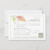 Grevillea waterverf groen wit koraal bruiloft QR RSVP Kaartje (Voorkant)