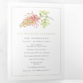 Grevillea waterverf groene witte bruiloft drieluik programma (Binnenzijde eerst)