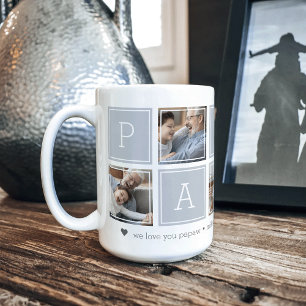 Grey Aangepaste Papaw 5 Foto Colorblock Collage Koffiemok