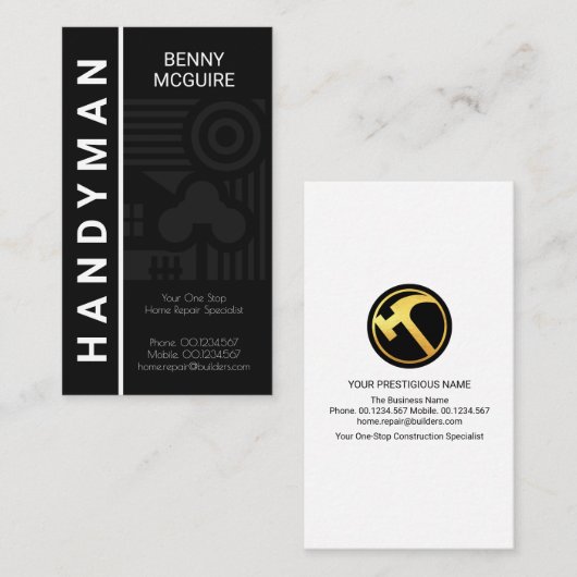 Grey Abstract Home Landscape Motif Builder Visitekaartje (Voorkant / Achterkant)