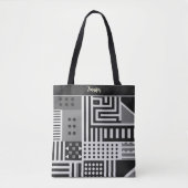 Grey African Mudcloth Gepersonaliseerde Canvas tas (Voorkant)