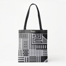 Grey African Mudcloth Gepersonaliseerde Canvas tas