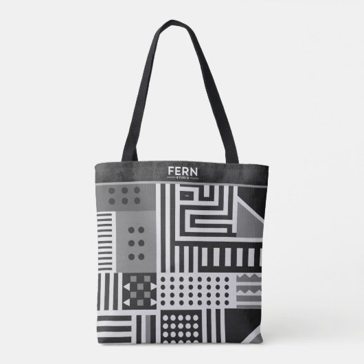 Grey African Mudcloth Gepersonaliseerde Canvas tas (Achterkant)