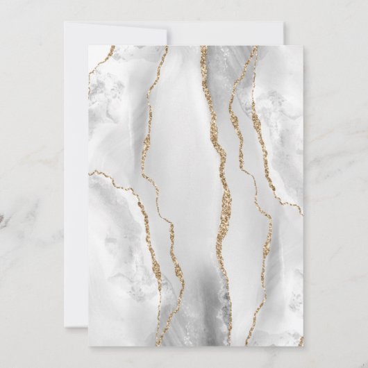 Grey Agate Gold Glitter First Heilige Communie Kaart (Achterkant)