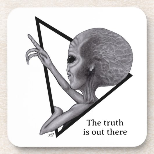 Grey Alien, de waarheid is er Bier Onderzetter (Voorkant)