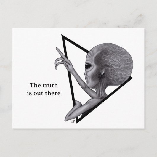 Grey Alien, de waarheid is er Briefkaart (Voorkant)
