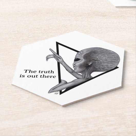 Grey Alien, de waarheid is er Kartonnen Onderzetters (Schuin)