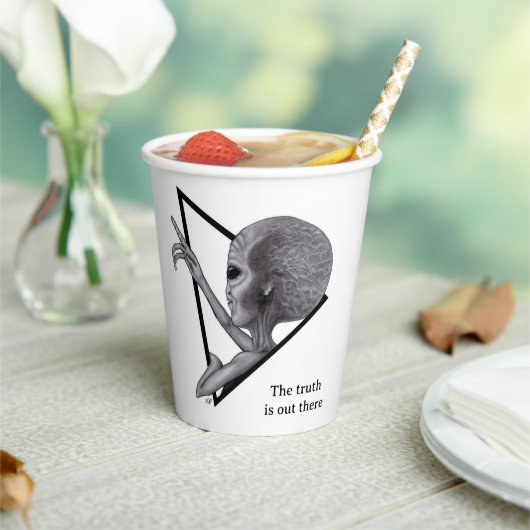 Grey Alien, de waarheid is er Papieren Bekers (Insitu)