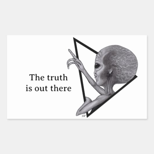 Grey Alien, de waarheid is er Rechthoekige Sticker (Voorkant)