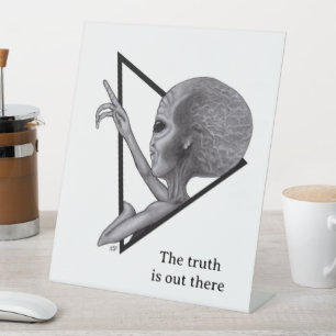 Grey Alien, de waarheid is er Reclamebord Met Voetstuk