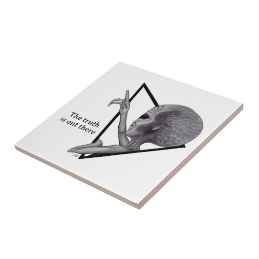Grey Alien, de waarheid is er Tegeltje (Zijkant)